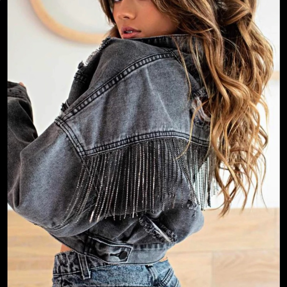 Rhinestone denim jacket size S/M